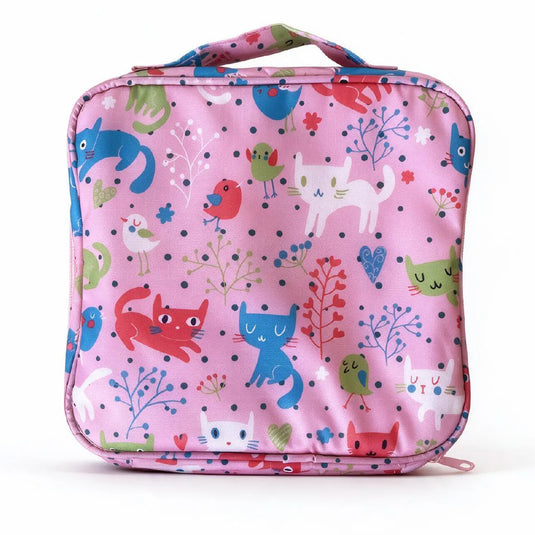 Kit de aseo estuche estampado de gatos, set de aseo para bebé recién nacido, de 14 piezas incluyendo una lima eléctrica con cabezales intercambiables, cómodo estuche para facilitar el llevarlo
