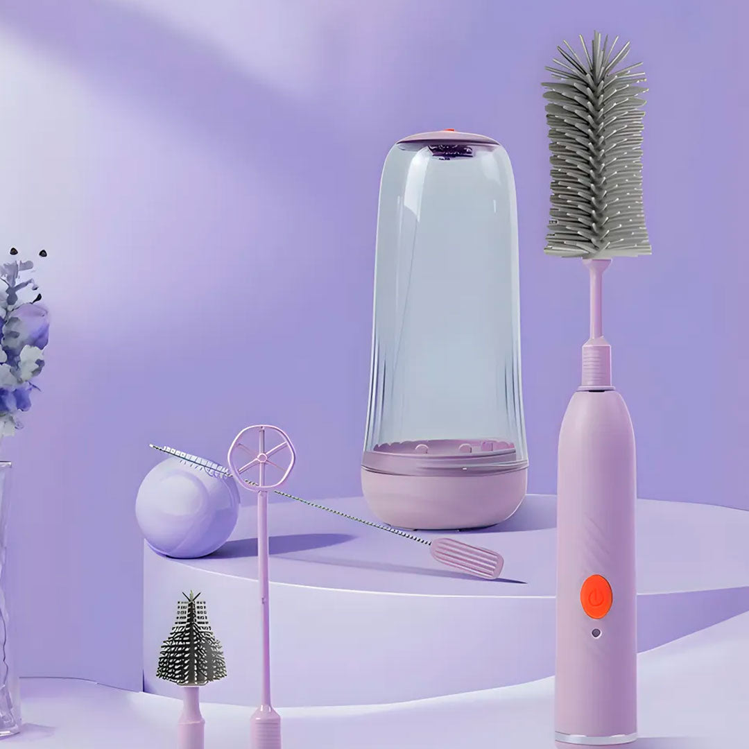 Juego de cepillos lavateteros eléctricos con estuche, inalámbrico, recargable por USB, cabezales intercambiables en silicona grado alimenticio estuche con luz UV