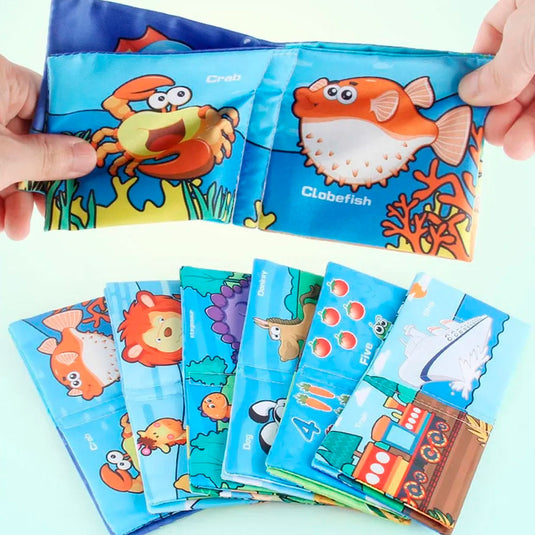 Libro sensorial de tela para bebé, con diseño y colores llamativos, lavable a máquina, hecho en material duradero, hipoalergénico, suave con la piel del bebé