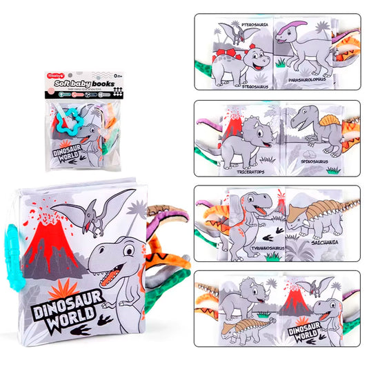 Libro sensorial de tela de alto contraste para bebé, hecho en material suave hipoalergénico, con diseños y colores llamativos, con anillo para colgar