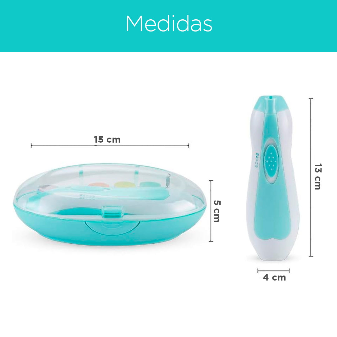 Kit cortaúñas eléctrico para bebés con limas intercambiables y velocidad ajustable