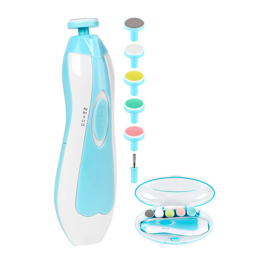Kit cortaúñas eléctrico para bebés con limas intercambiables y velocidad ajustable