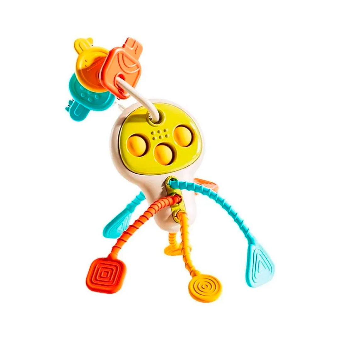Llave educatica multifuncional para bebé, diseño y colores llamativos, juegos de cuerda, giros y sonidos que incentivan la exploración del juguete en tu bebé