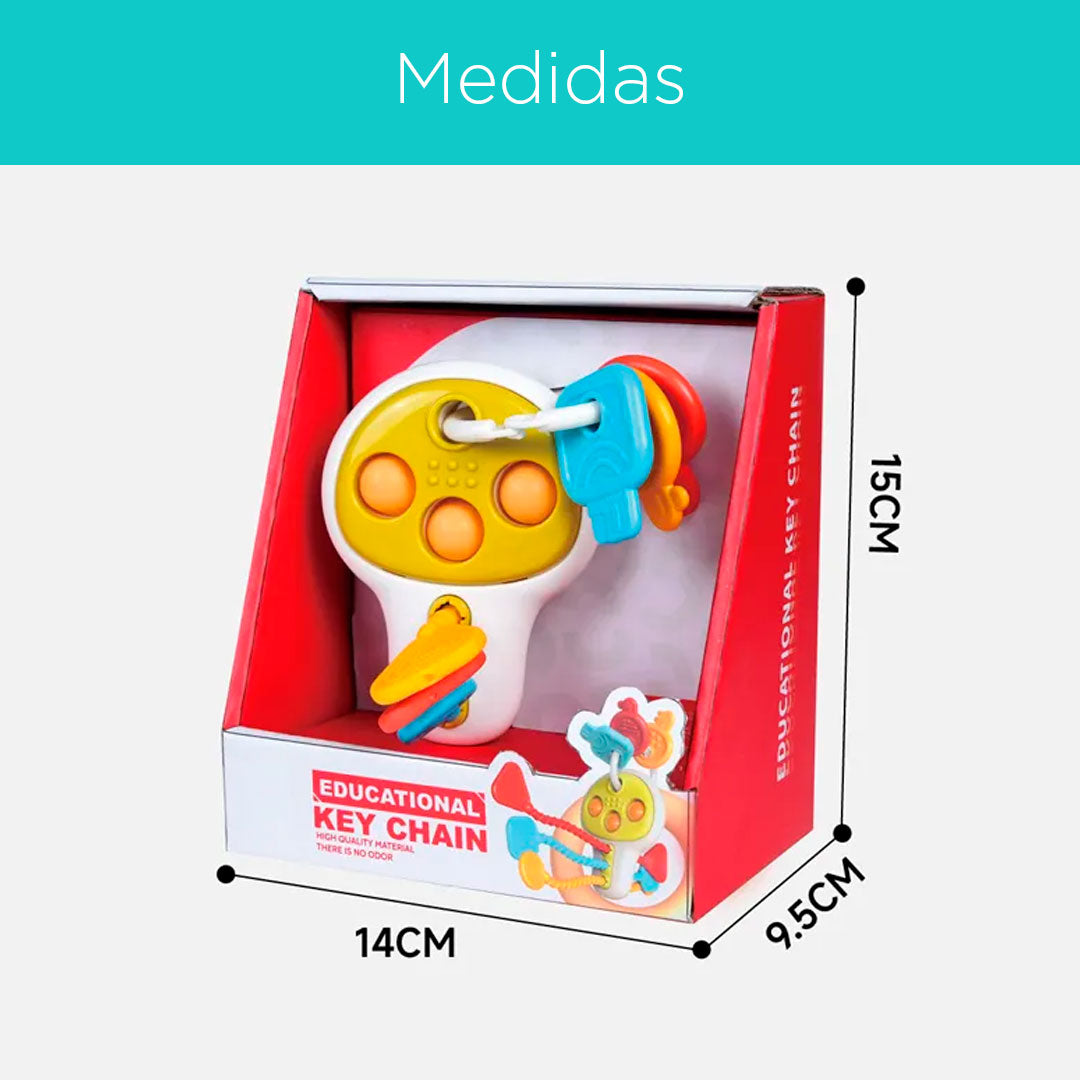 Llave educatica multifuncional para bebé, diseño y colores llamativos, juegos de cuerda, giros y sonidos que incentivan la exploración del juguete en tu bebé