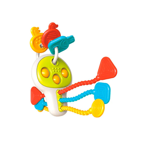 Llave educatica multifuncional para bebé, diseño y colores llamativos, juegos de cuerda, giros y sonidos que incentivan la exploración del juguete en tu bebé