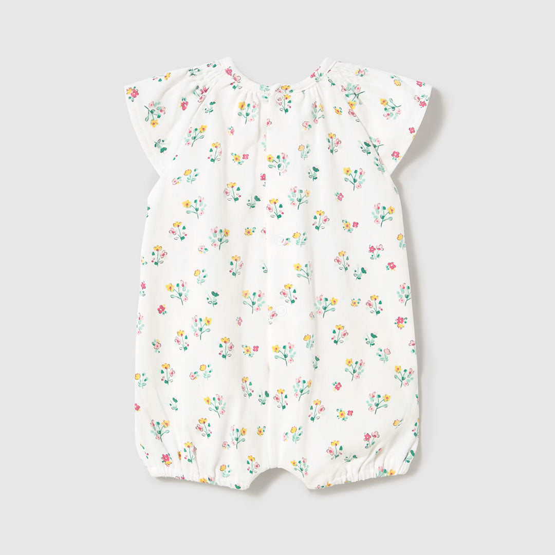 Mameluco con manga bolero estampado de florecitas, cierre por botones en las piernas, diseño estampado adorable y colorido, hecho en tela ligera y transpirable - Mayoral