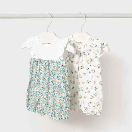 Mameluco con manga bolero estampado de florecitas, cierre por botones en las piernas, diseño estampado adorable y colorido, hecho en tela ligera y transpirable - Mayoral