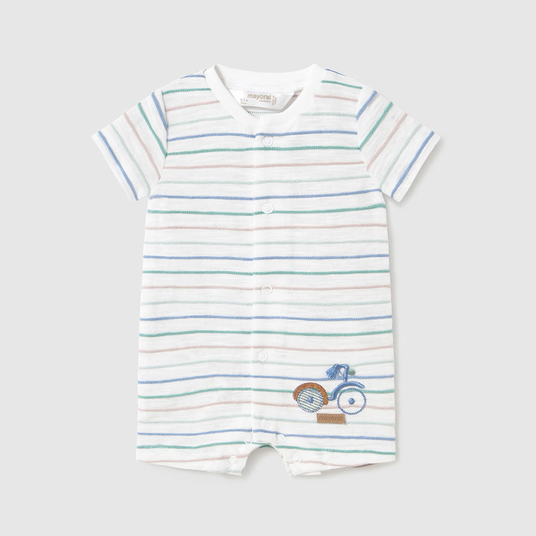 Pijama mameluco manga corta con botones, hecha 100% en algodón suave y antialérgico, con detalles bordados - Mayoral