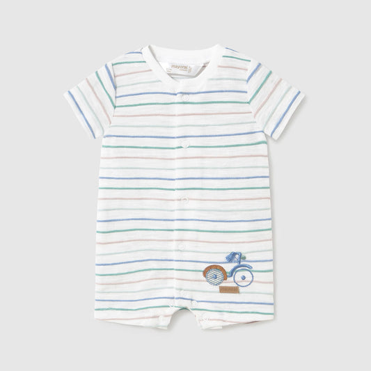 Pijama mameluco manga corta con botones, hecha 100% en algodón suave y antialérgico, con detalles bordados - Mayoral
