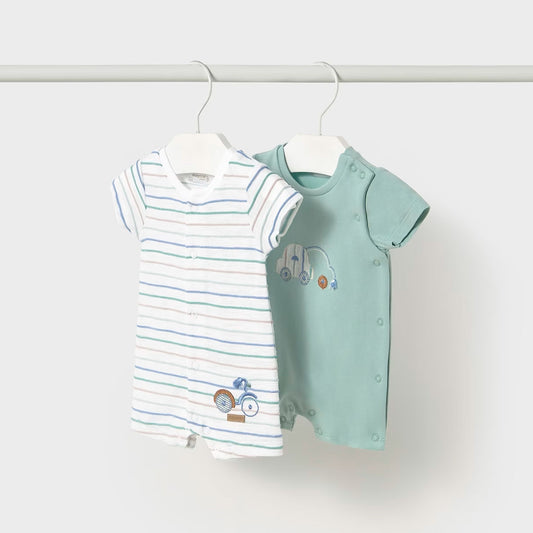 Pijama mameluco manga corta con botones, hecha 100% en algodón suave y antialérgico, con detalles bordados - Mayoral