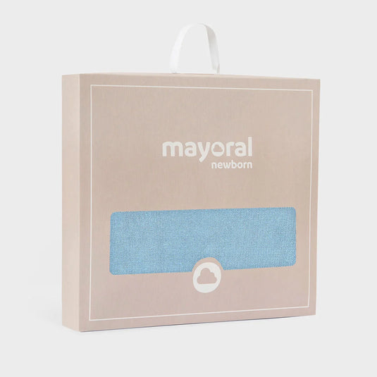 Manta tejida con borde con diseño bordado para bebé, diseño envolvente en punto suave que ofrece confort al bebé en sus momentos de descanso, de medidas de 90 cm de largo x 90 cm de ancho - Mayoral
