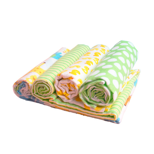 Paquete x4 mantillas, sabana de muselina con estampado y colores divertidos, manta de tela suave y antialérgica