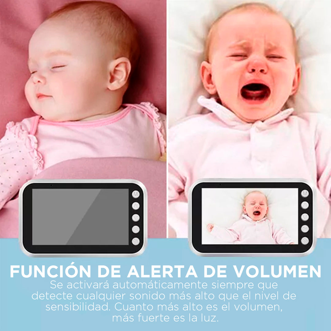 Monitor de 360° para bebé, con pantalla LCD HD de 4,3 Pulgadas, audio bidireccional, monitoreo de temperatura interior y melodías de cuna