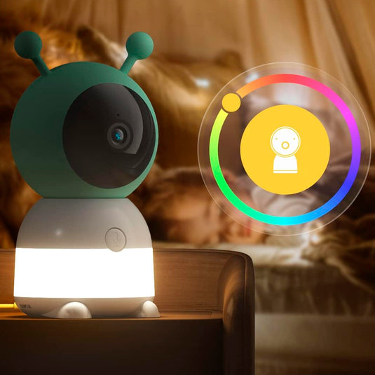 Cámara con monitor y vinculación a smartphone, WiFi 2K a través de pantalla y control desde aplicación, sensor de temperatura, visión nocturna, audio bidireccional - BOIFUN