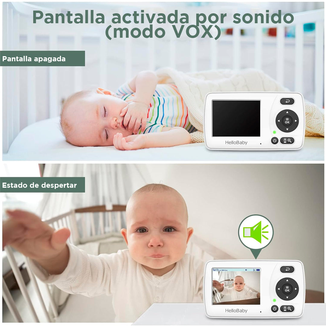 Monitor con cámara y audio, monitor de bebé de video de largo alcance de 300 metros, sin WiFi, visión nocturna, modo VOX, ahorro de energía, pantalla de viaje portátil de 2.4 pulgadas, cámara de seguridad para bebés