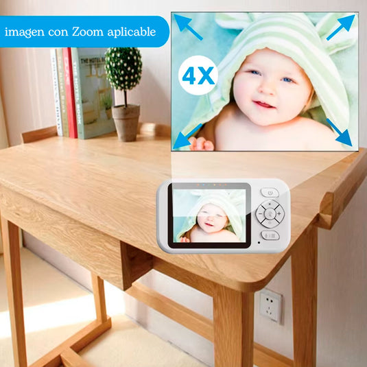 Monitor de 2,8" con cámara para bebés, monitor con zoom digital 4X, modo VOX con audio bidireccional, melodías de cuna, modo ECO para ahorro de energía con funcionamiento solo por voz y función de visión nocturna