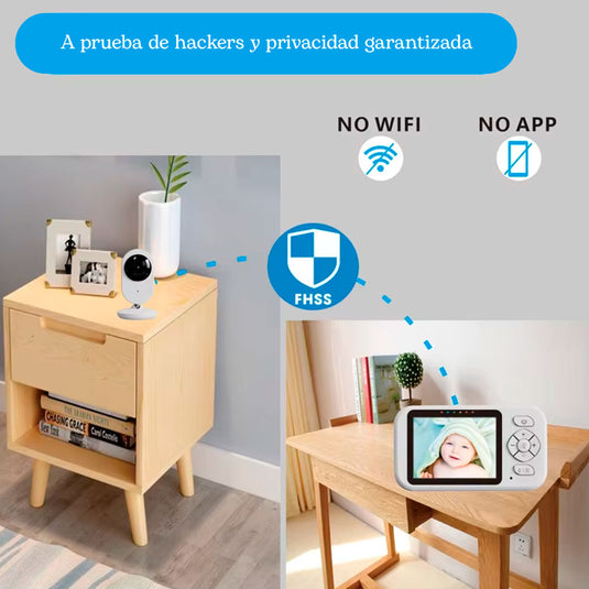 Monitor de 2,8" con cámara para bebés, monitor con zoom digital 4X, modo VOX con audio bidireccional, melodías de cuna, modo ECO para ahorro de energía con funcionamiento solo por voz y función de visión nocturna