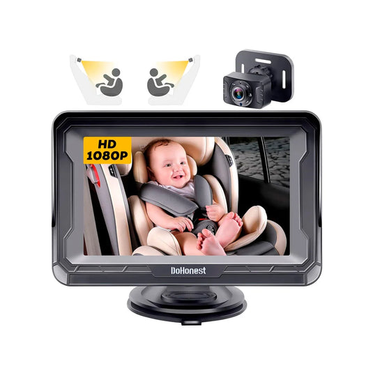 Monitor de 4.3" HD 1080P con cámara para carro, con ángulo de visión ajustable de 150°, fácil de instalar en el carro, de configuración intuitiva de brillo, contraste y saturación