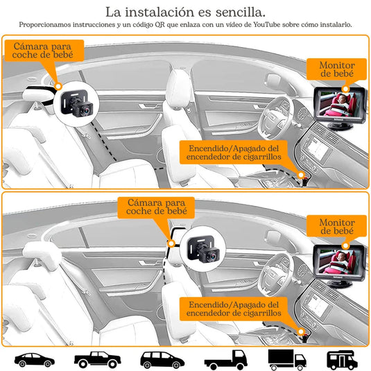 Monitor de 4.3" HD 1080P con cámara para carro, con ángulo de visión ajustable de 150°, fácil de instalar en el carro, de configuración intuitiva de brillo, contraste y saturación
