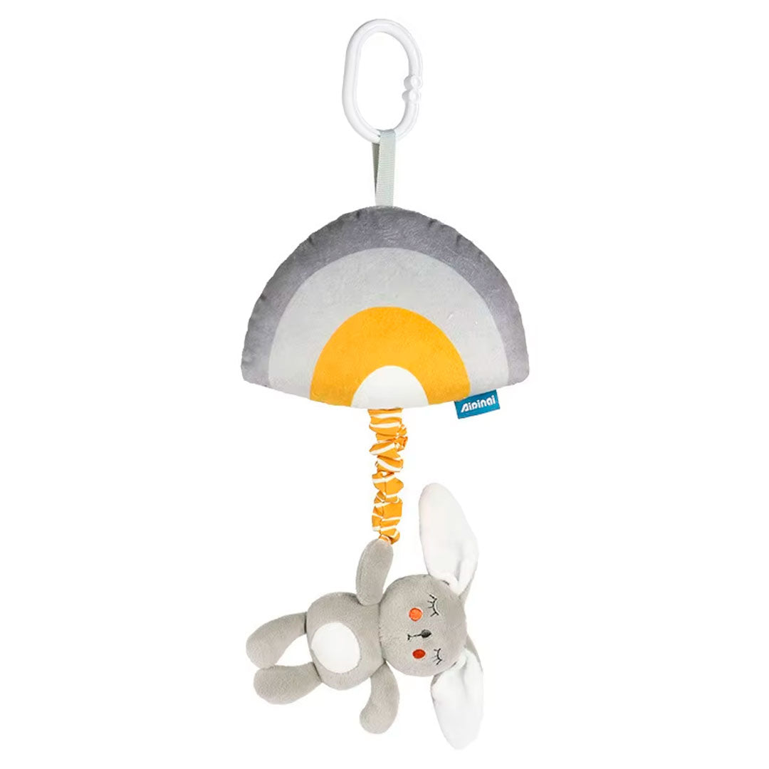 Móvil colgante con caja de música para bebé, móvil cuna de cuerda, con adorable diseño de peluche, sonajero con pitido al apretar, ideal para coche, carro o la cuna