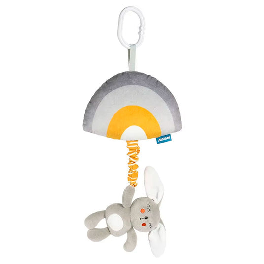 Móvil colgante con caja de música para bebé, móvil cuna de cuerda, con adorable diseño de peluche, sonajero con pitido al apretar, ideal para coche, carro o la cuna