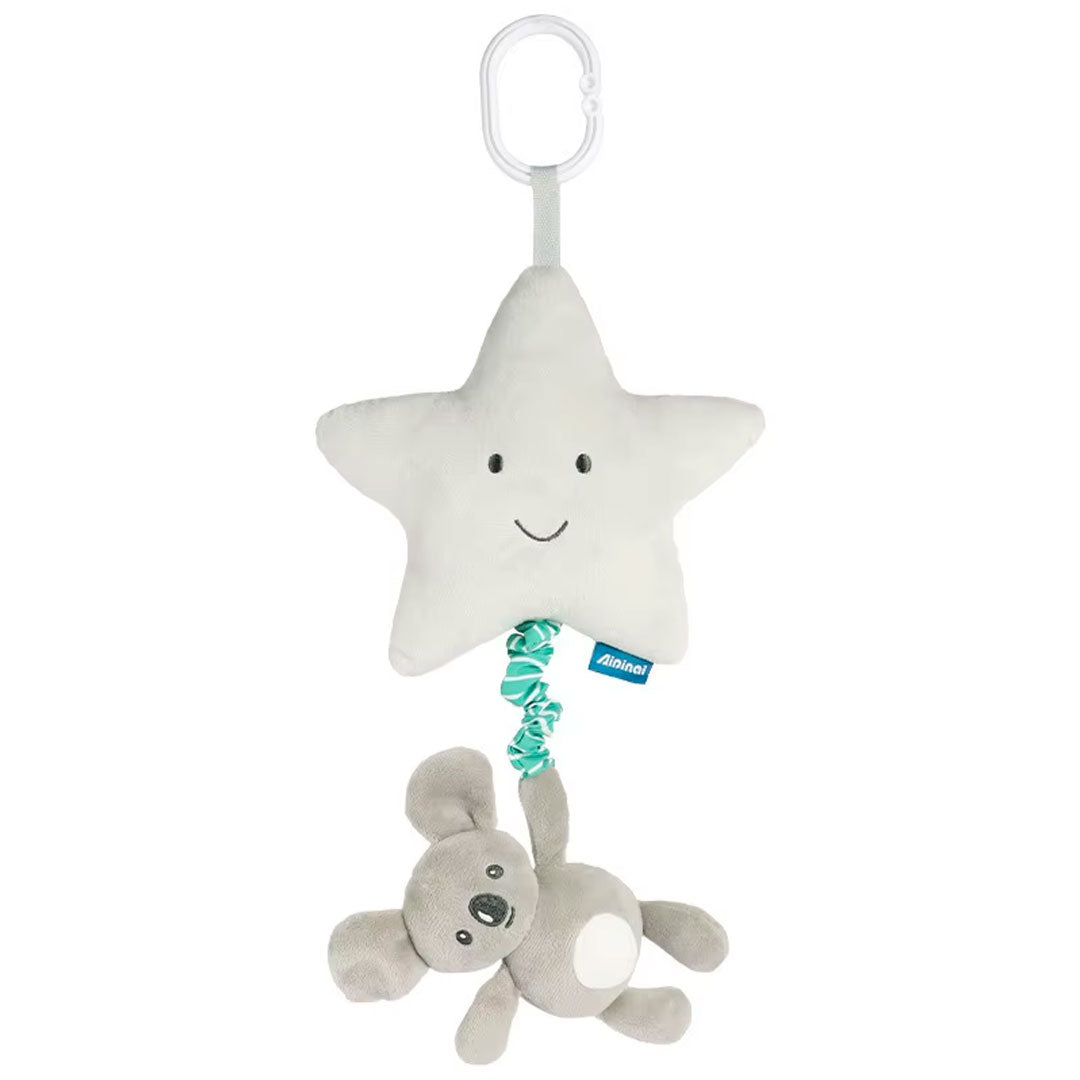 Móvil colgante con caja de música para bebé, móvil cuna de cuerda, con adorable diseño de peluche, sonajero con pitido al apretar, ideal para coche, carro o la cuna