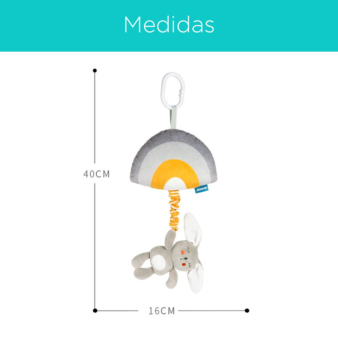 Móvil colgante con caja de música para bebé, móvil cuna de cuerda, con adorable diseño de peluche, sonajero con pitido al apretar, ideal para coche, carro o la cuna