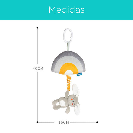 Móvil colgante con caja de música para bebé, móvil cuna de cuerda, con adorable diseño de peluche, sonajero con pitido al apretar, ideal para coche, carro o la cuna