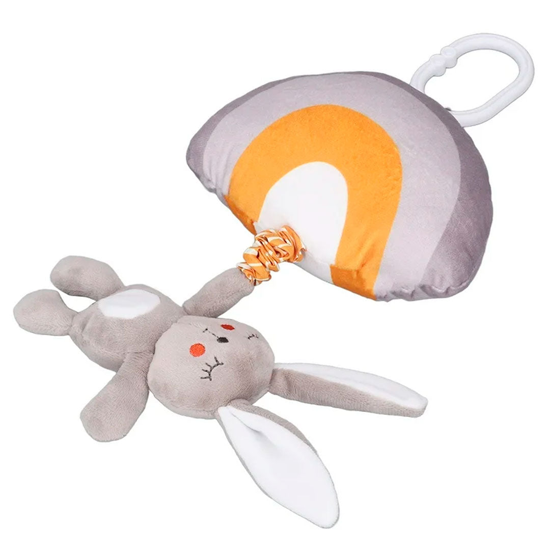 Móvil colgante con caja de música para bebé, móvil cuna de cuerda, con adorable diseño de peluche, sonajero con pitido al apretar, ideal para coche, carro o la cuna
