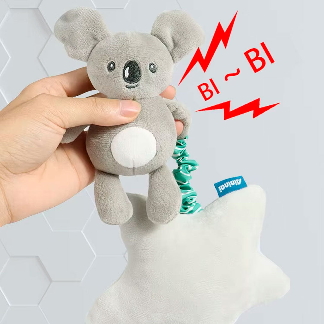 Móvil colgante con caja de música para bebé, móvil cuna de cuerda, con adorable diseño de peluche, sonajero con pitido al apretar, ideal para coche, carro o la cuna