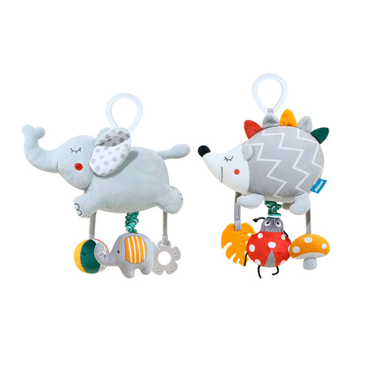 Móvil musical de cuerda con diseño de peluche, sonajero para cuna, coche o gimnasio, con rascaencias en silicona suave, caja de melodías a cuerda