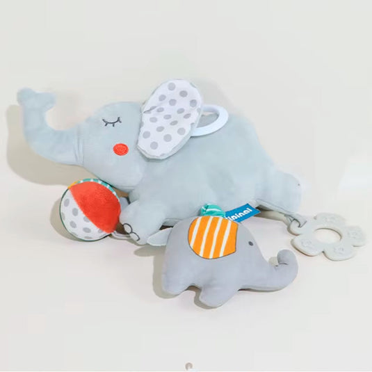 Móvil musical de cuerda con diseño de peluche, sonajero para cuna, coche o gimnasio, con rascaencias en silicona suave, caja de melodías a cuerda