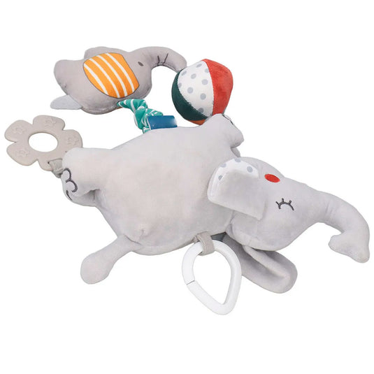 Móvil musical de cuerda con diseño de peluche, sonajero para cuna, coche o gimnasio, con rascaencias en silicona suave, caja de melodías a cuerda