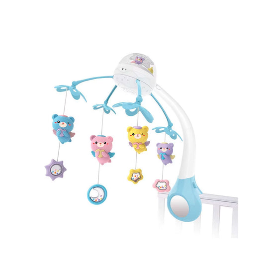 Móvil giratorio cuna con proyección y melodías, detalles coloridos, con mando a distancia o función con botones táctiles, hecho en material resistente - Kids Melody