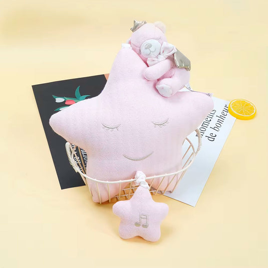 Móvil músical con diseño de estrella para cuna de bebé, con adorable diseño de estrella de peluche, caja de musica a cuerda, ideal para coche, carro o la cuna