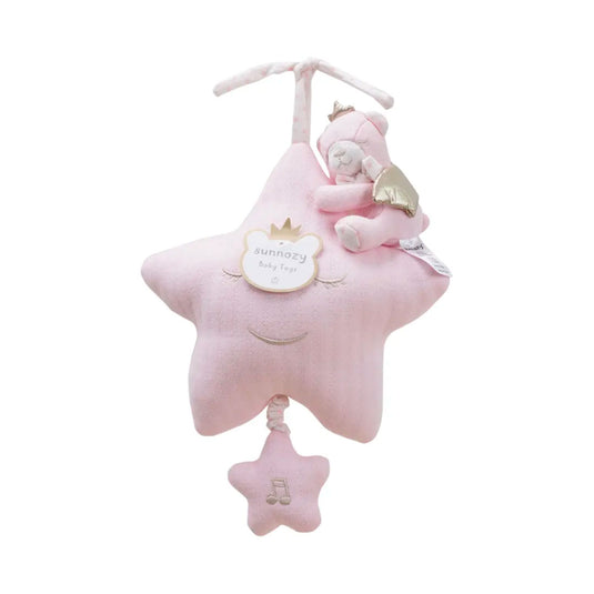 Móvil músical con diseño de estrella para cuna de bebé, con adorable diseño de estrella de peluche, caja de musica a cuerda, ideal para coche, carro o la cuna