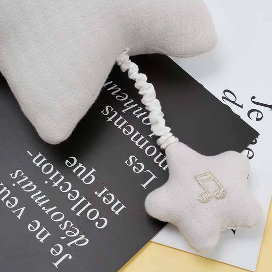 Móvil músical con diseño de estrella para cuna de bebé, con adorable diseño de estrella de peluche, caja de musica a cuerda, ideal para coche, carro o la cuna