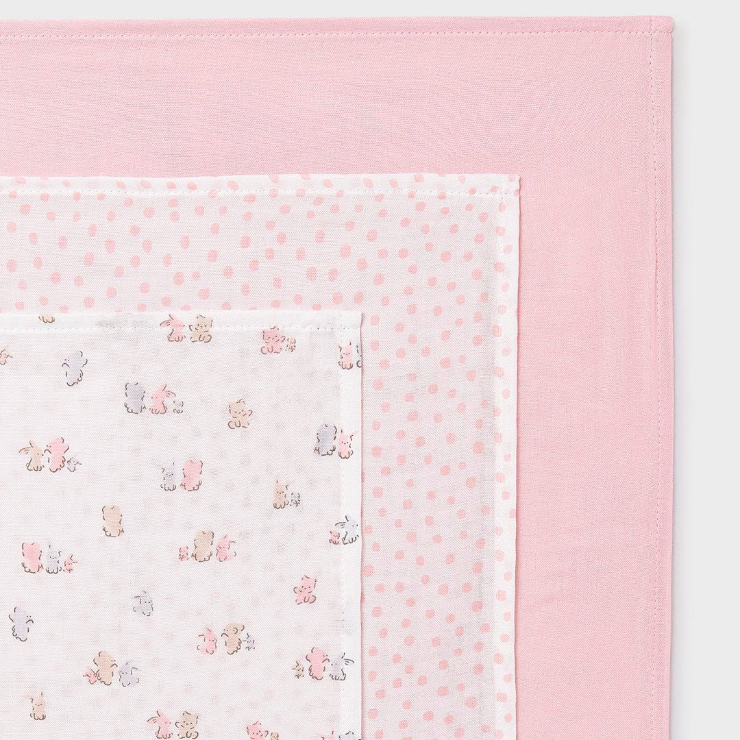 Set x3 sábanas muselinas con estampado para bebé, paquete de 3 unidades de gasas hechas en tela ligera e hipoalergénica - Mayoral