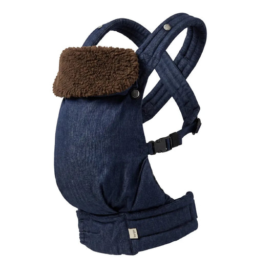 Mochila portabebés ergonómica evolutiva Balance Urban Denim con sherpa removible, transpirable y ajustable, desde recién nacido hasta 20 kg - Kargo