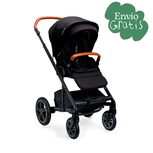 Coche paseador MIXX™ next con plegado compacto, cinturón de seguridad con hebilla magnética, múltiples posiciones de reclinado, fácil de plegar, manillar ajustable en altura de piel ecológica - Nuna