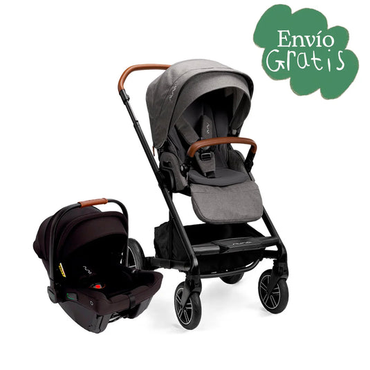 Coche paseador MIXX™ next + PIPA™ Urbn, cinturón de seguridad con hebilla magnética, múltiples posiciones de reclinado, fácil de plegar, manillar ajustable en altura de piel ecológica - Nuna