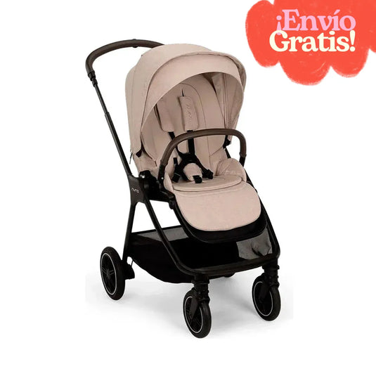Coche estilo paseador TRIV™ next para bebé, con espaldar ajustable, arnés de seguridad de 5 puntos, barra de empuje ajustable y detalles en cuero ecológico - Nuna