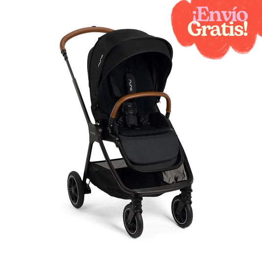 Coche estilo paseador TRIV™ next para bebé, con espaldar ajustable, arnés de seguridad de 5 puntos, barra de empuje ajustable y detalles en cuero ecológico - Nuna