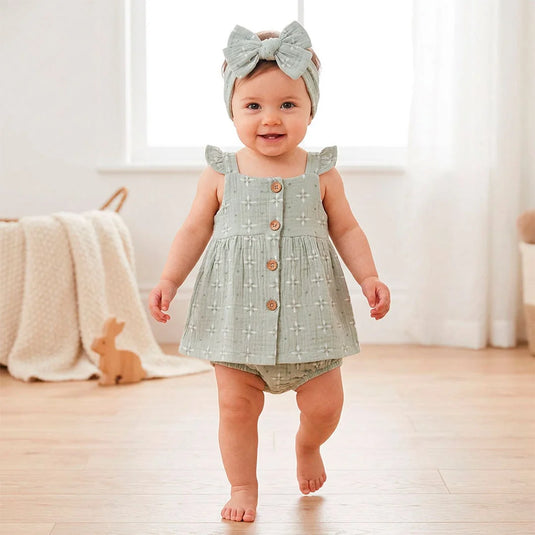 Vestido estampado con diadema moño a juego - Rabbit & Bear