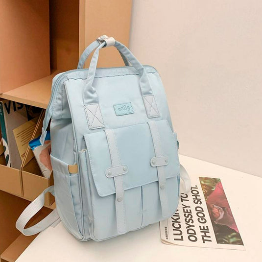 Pañalera morral de doble correas con botones, de gran capacidad, bolso multifuncional, con bolsillos térmicos, correas ajustables, múltiples divisiones interiores