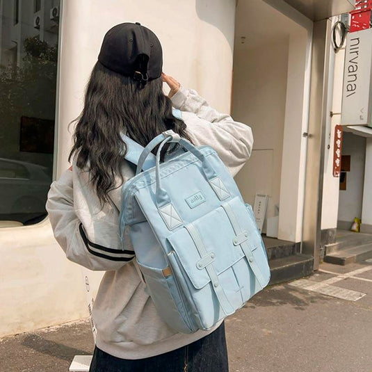 Pañalera morral de doble correas con botones, de gran capacidad, bolso multifuncional, con bolsillos térmicos, correas ajustables, múltiples divisiones interiores