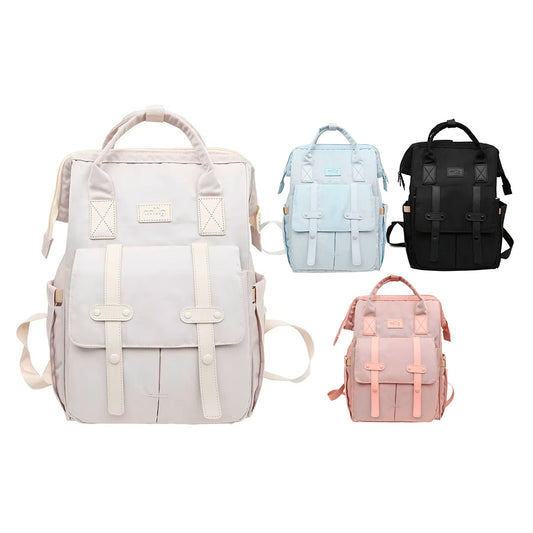 Pañalera morral de doble correas con botones, de gran capacidad, bolso multifuncional, con bolsillos térmicos, correas ajustables, múltiples divisiones interiores