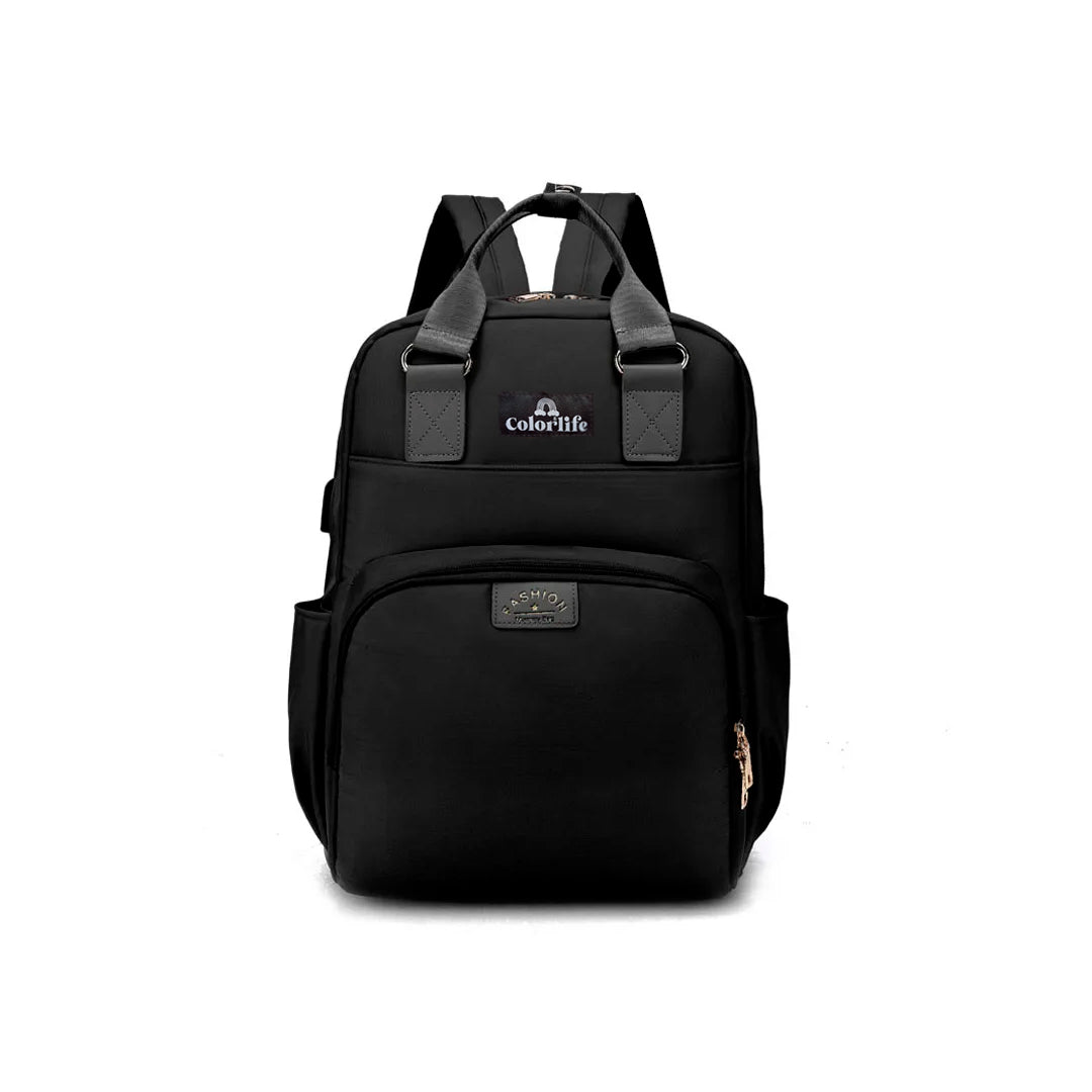 Pañalera multifuncional tipo morral, unisex, de gran capacidad y con soporte para coche - Color&Life Negro