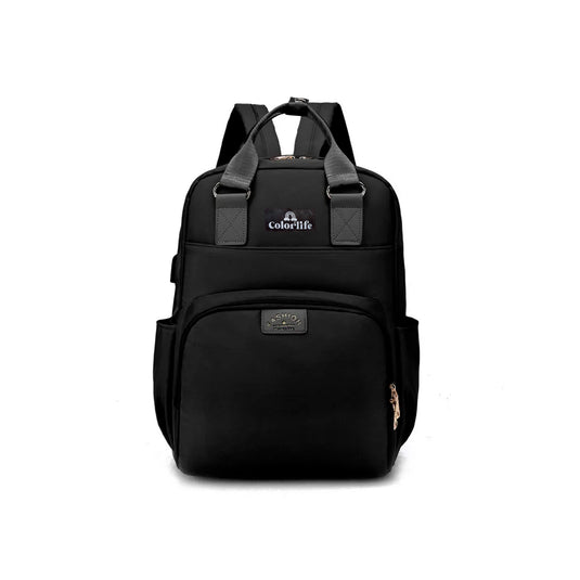 Pañalera multifuncional tipo morral, unisex, de gran capacidad y con soporte para coche - Color&Life Negro