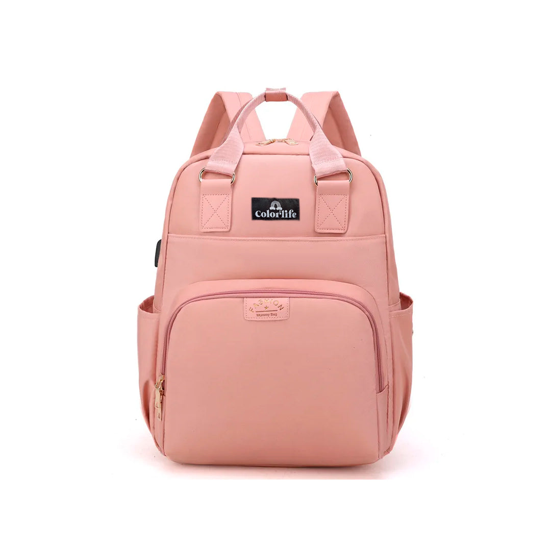 Pañalera multifuncional tipo morral, unisex, de gran capacidad y con soporte para coche - Color&Life Rosa